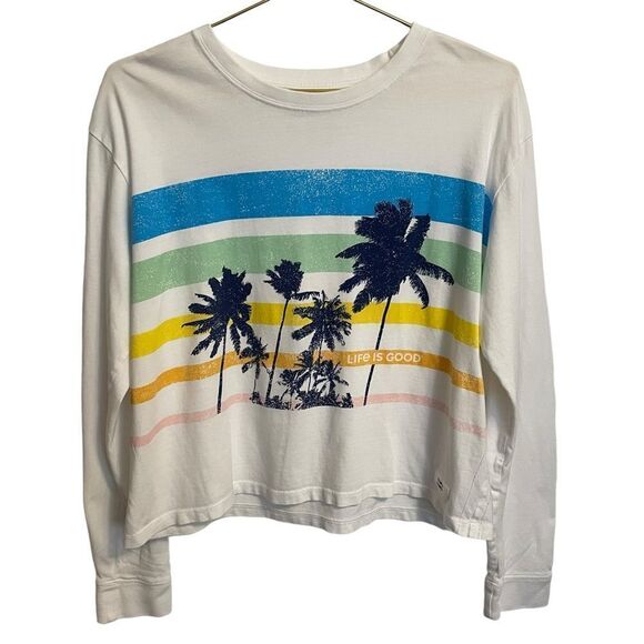 Life Is Good Tops - Life is Good Crusher Tropical Beach Long Sleeve Cotton Tee Size MED